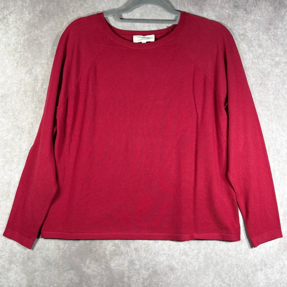 La Vila Milano Sweater Womens Large Red Knit Top Raglan Long‎ Sleeve Lightweight